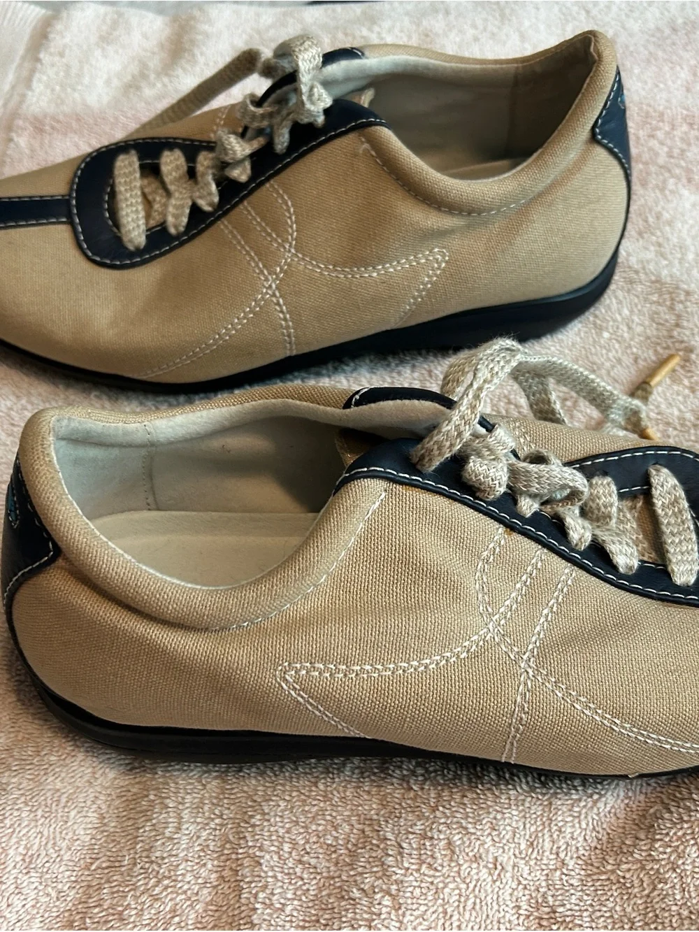 Soft Walk Health Glide Beige and Navy Women's Rocker Shoes